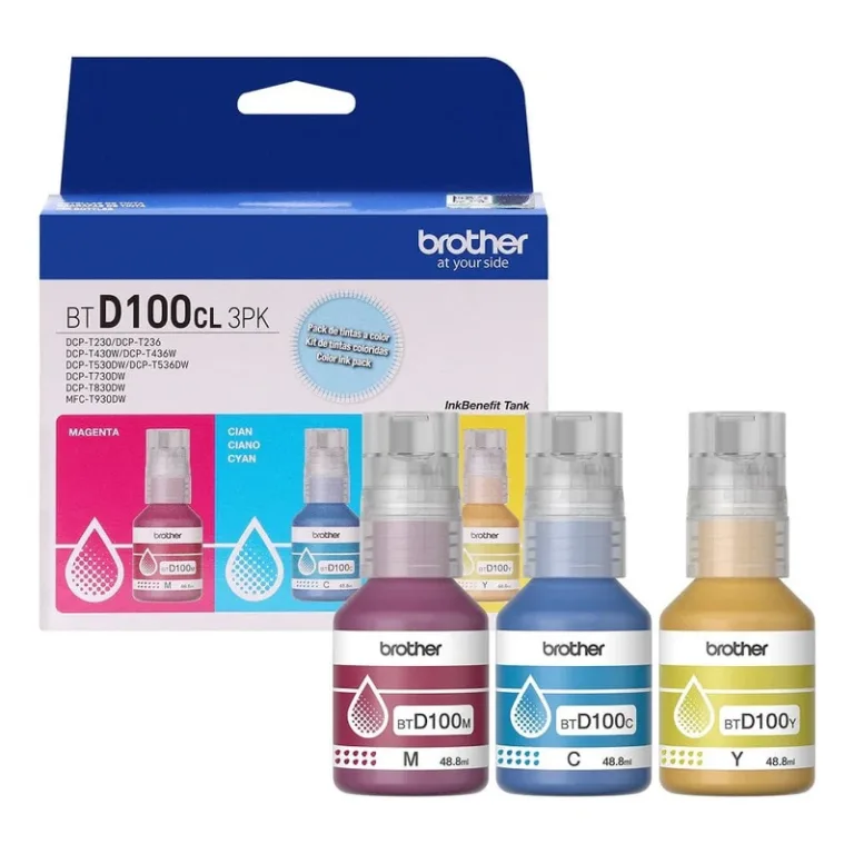 TINTA KIT BROTHER BT D100CL 3PK DCP T230